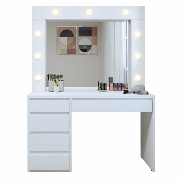 Penteadeira Camarim 100% Mdf 184 X 136cm Anne Branco Acetinado - Imagem 8