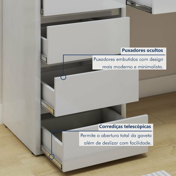 Penteadeira Camarim 100% Mdf 184 X 136cm Anne Off White - Imagem 3