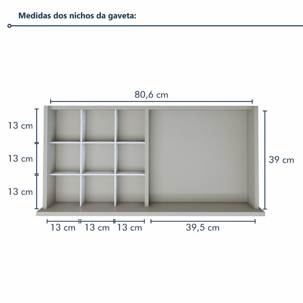 Penteadeira Camarim 100% Mdf 184 X 136cm Anne Off White - Imagem 8