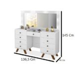 Penteadeira Camarim Branca Com Led Gaveta Central Com Organizador De Joias E Maquiagem - Imagem 2