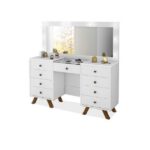 Penteadeira Camarim Branca Com Led Gaveta Central Com Organizador De Joias E Maquiagem - Imagem 3