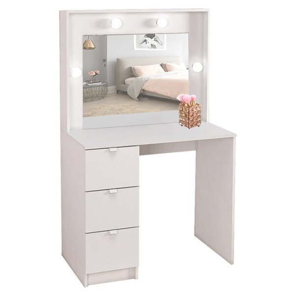 Penteadeira Camarim Com Espelho 3 Gavetas Los Angeles Branco - Imagem 6