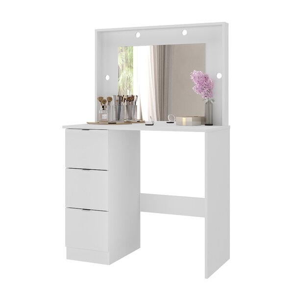 Penteadeira Camarim Com Espelho 3 Gavetas Los Angeles Branco - Imagem 7