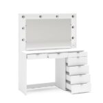 Penteadeira Camarim Com Espelho 7 Gavetas E Tomada Diamante Espresso Móveis Branco - Imagem 5