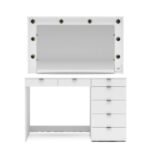 Penteadeira Camarim Com Espelho 7 Gavetas E Tomada Diamante Espresso Móveis Branco - Imagem 6