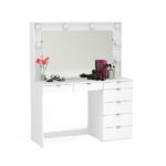 Penteadeira Camarim Com Espelho 7 Gavetas E Tomada Diamante Espresso Móveis Branco - Imagem 3