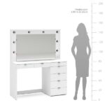 Penteadeira Camarim Com Espelho 7 Gavetas E Tomada Diamante Espresso Móveis Branco - Imagem 7