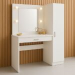 Penteadeira Camarim Com Espelho E Iluminação 1 Porta E 1 Gaveta Branco - Imagem 2