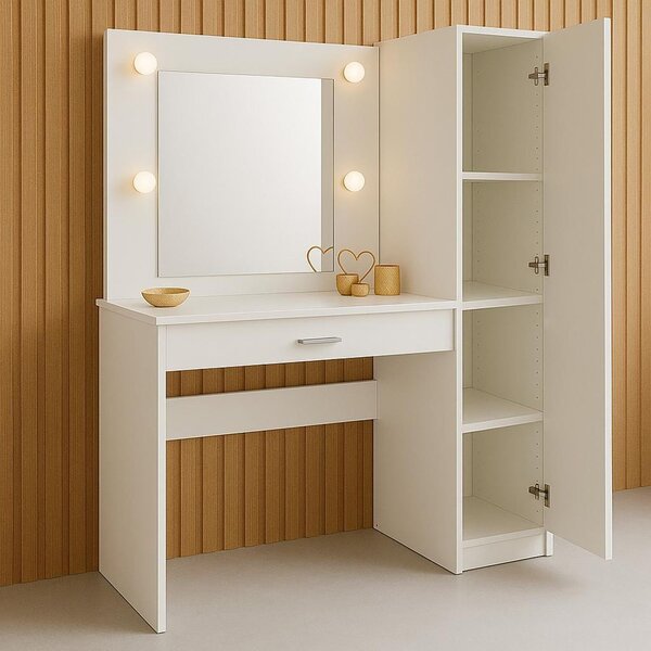 Penteadeira Camarim Com Espelho E Iluminação 1 Porta E 1 Gaveta Branco - Imagem 3