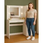 Penteadeira Camarim Com Espelho E Iluminação 1 Porta E 1 Gaveta Branco - Imagem 5