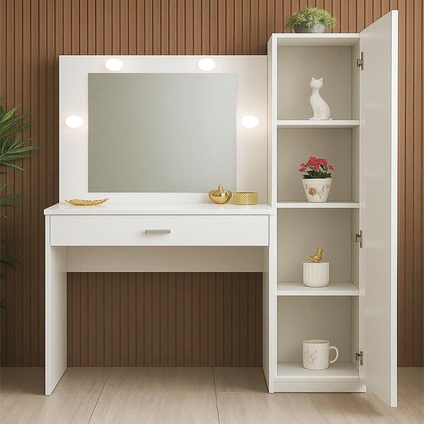 Penteadeira Camarim Com Espelho E Iluminação 1 Porta E 1 Gaveta Branco - Imagem 9