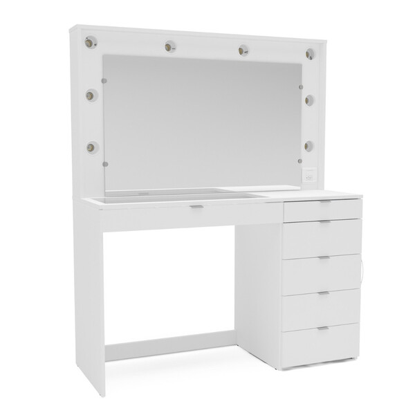 Penteadeira Camarim com Espelho e Visor de Vidro 6 Gavetas Nanda Mobikasa - Imagem 5