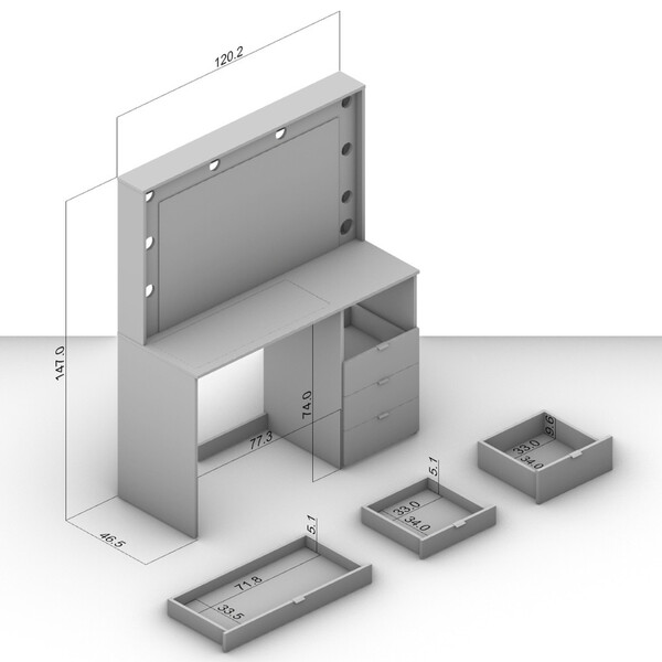 Penteadeira Camarim com Espelho e Visor de Vidro 6 Gavetas Nanda Mobikasa - Imagem 4