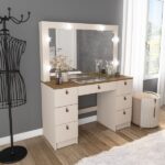 Penteadeira Camarim Com Espelho França Off White/freijó