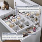 Penteadeira Camarim Com Porta Joias E Tampo Reclinável 4 Gavetas Afrodite 100%mdf Branco - Imagem 2