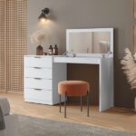 Penteadeira Camarim Com Porta Joias E Tampo Reclinável 4 Gavetas Afrodite 100%mdf Branco