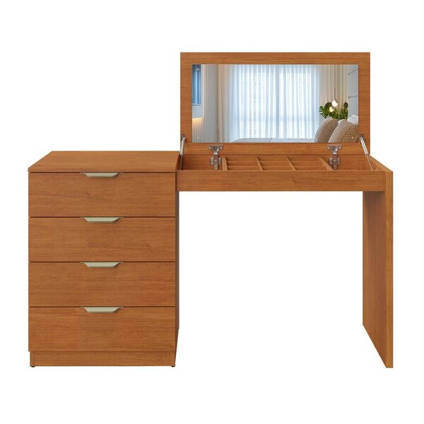 Penteadeira Camarim Com Porta Joias E Tampo Reclinável 4 Gavetas Afrodite 100%mdf Naturalle - Imagem 8