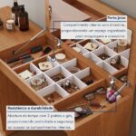 Penteadeira Camarim Com Porta Joias E Tampo Reclinável 4 Gavetas Afrodite 100%mdf Naturalle - Imagem 3