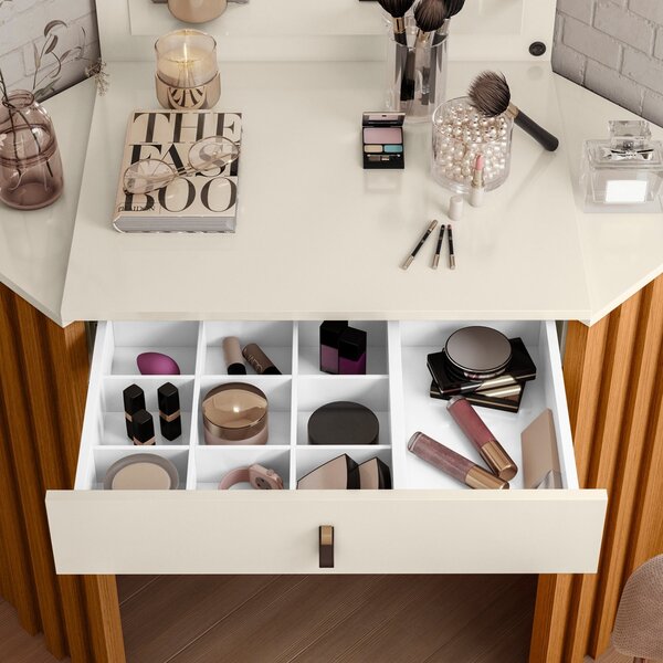 Penteadeira Camarim De Canto Glitter Cinamomo/off White - Imagem 5