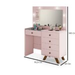Penteadeira Camarim Rosa Mdf Alto Padrão Led Espelho Luxo - Imagem 3