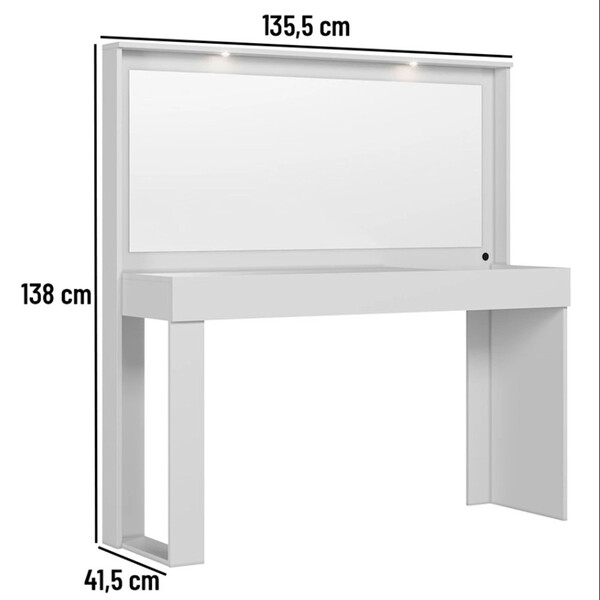 Penteadeira Camarim Versa Home Com Luz E Espelho Branco - Telasul - Imagem 4