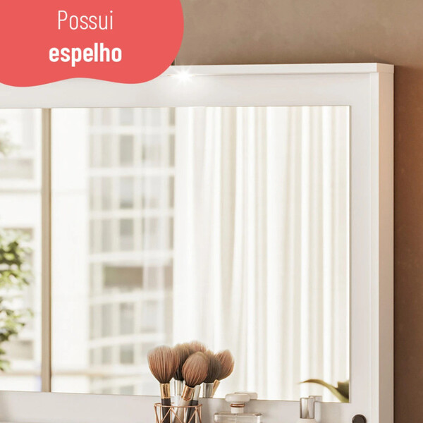 Penteadeira Camarim Versa Home Com Luz E Espelho Branco - Telasul - Imagem 6