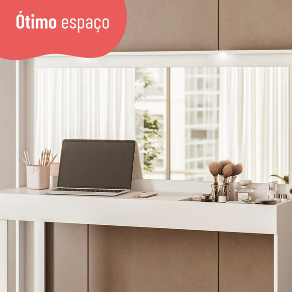 Penteadeira Camarim Versa Home Com Luz E Espelho Branco - Telasul - Imagem 8