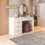 Penteadeira Com Porta Objetos E 5 Gavetas Vita Yescasa Off White - Imagem 5