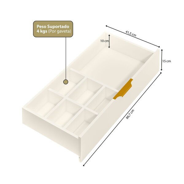 Penteadeira Com Porta Objetos E 5 Gavetas Vita Yescasa Off White - Imagem 9