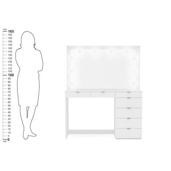 Penteadeira Ditália 7 Gavetas Branco C/ Kit Luz Camarim - Imagem 4