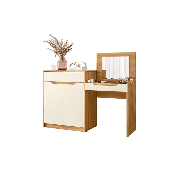 Penteadeira Escrivaninha 2 Portas 1 Gaveta Trend Cinamomo/off White - Imagem 7