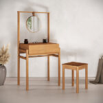 Penteadeira Escrivaninha Com Espelho Compacta Madeira Com Banco Lily - Imagem 4