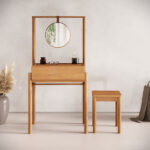 Penteadeira Escrivaninha Com Espelho Compacta Madeira Com Banco Lily