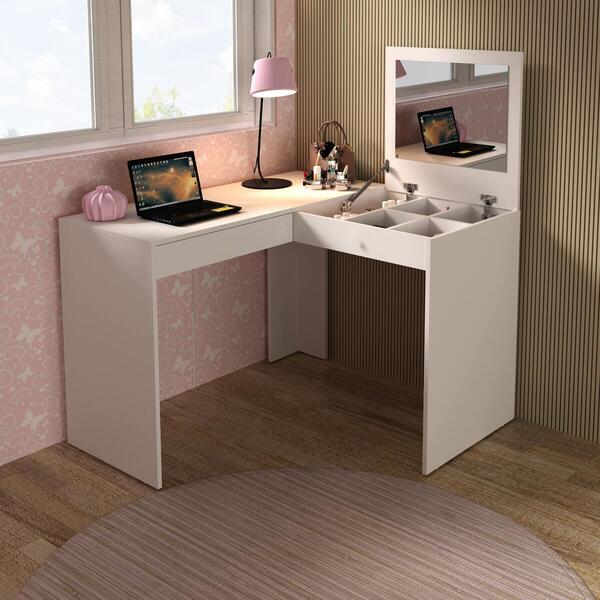 Penteadeira/escrivaninha De Canto 110cm Com Espelho E 1 Gaveta Multimóveis Cr25279 - Imagem 7