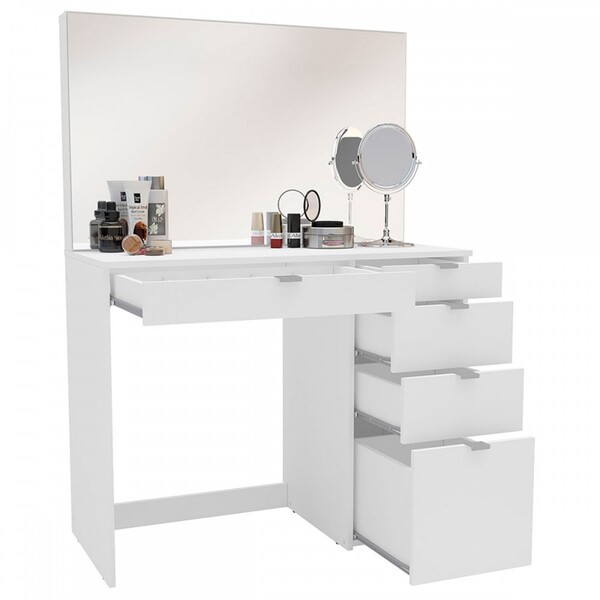 Penteadeira Linden 5 Gavetas Com Espelho Branco - Politorno - Imagem 8