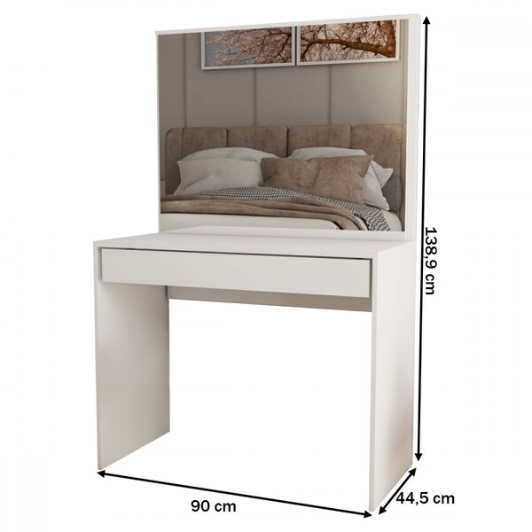 Penteadeira Magnifique 1 Gaveta Com Divisória E Espelho Branco - Panorama Móveis - Imagem 4