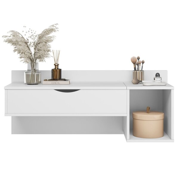 Penteadeira Suspensa Camarim Com Espelho Rouge Espresso Móveis Branco Fosco - Imagem 4