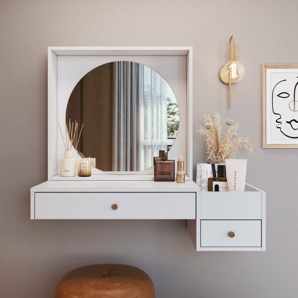 Penteadeira Suspensa Com Nicho Aberto Gaveta E Gavetão Es1001 Branco - Imagem 4