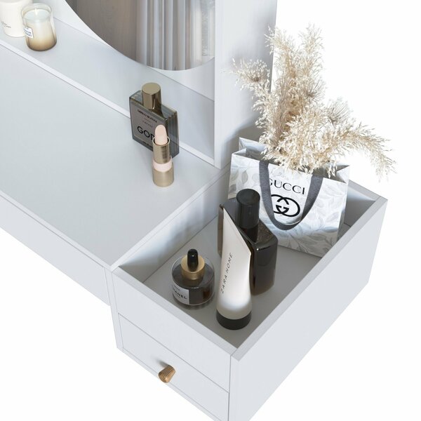 Penteadeira Suspensa Com Nicho Aberto Gaveta E Gavetão Es1001 Branco - Imagem 6