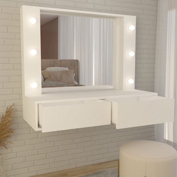 Penteadeira Suspensa Estrela 2 Gavetas Branco - Panorama Móveis - Imagem 4