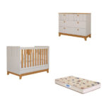 Quarto De Bebê Com Cômoda Berço E Colchão Liza Permobili