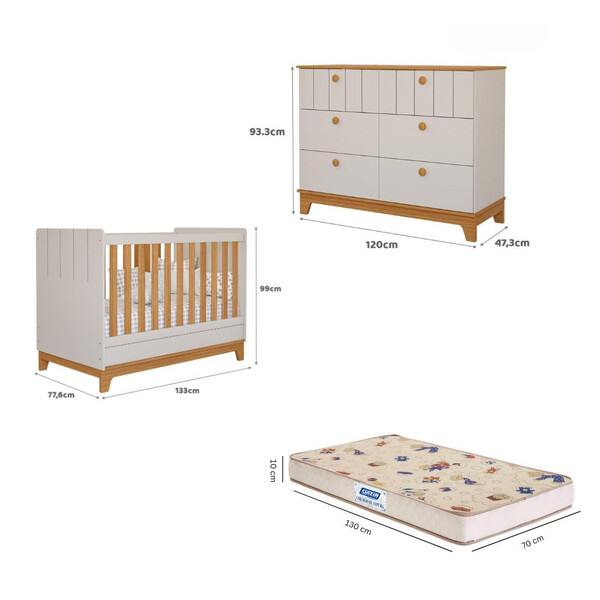 Quarto De Bebê Com Cômoda Berço E Colchão Liza Permobili - Imagem 4