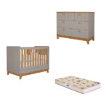 Quarto De Bebê Com Cômoda Berço E Colchão Liza Permobili