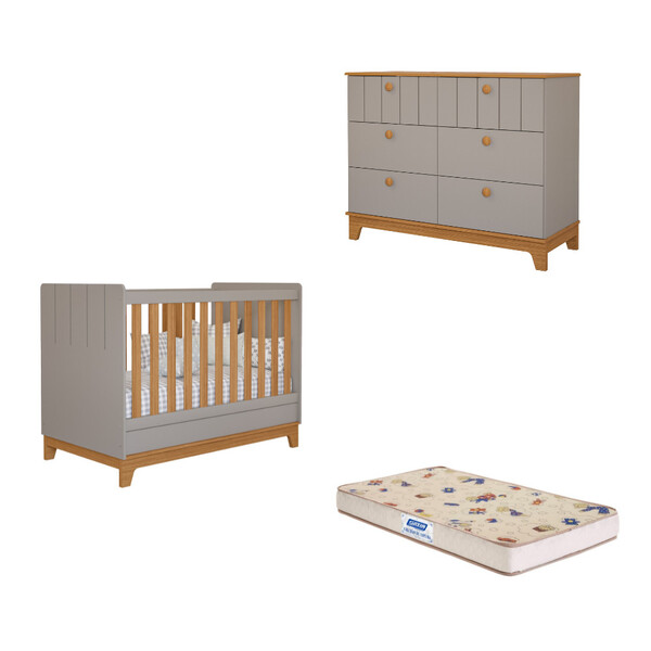 Quarto De Bebê Com Cômoda Berço E Colchão Liza Permobili - Imagem 3