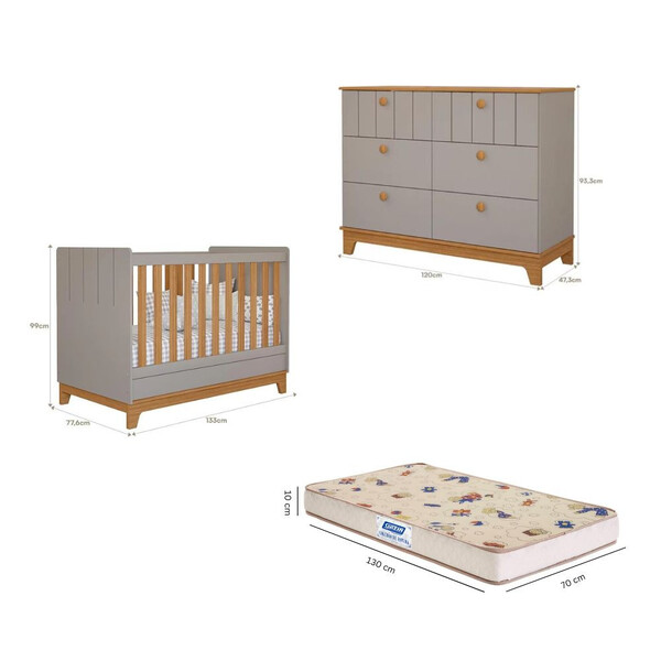 Quarto De Bebê Com Cômoda Berço E Colchão Liza Permobili - Imagem 6