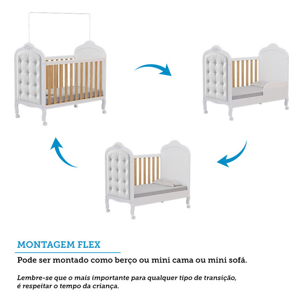 Quarto De Bebê Completo Berço Mini Cama Capitonê Guarda Roupa E Cômoda Janela Elô New Móveis Peroba - Imagem 6