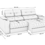 Sofá 260cm Com Porta Copos Retrátil E Reclinável Premier Veludo Chumbo - Imagem 2