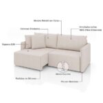 Sofá 2 Lugares Retrátil E Reclinável Malta Linho Cru 160 Cm - Imagem 4