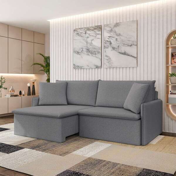 Sofá 2 Lugares Retrátil E Reclinável Stilo Linho Grafite 174 Cm - Imagem 3