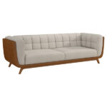 Sofá 3 Lugares 240cm Coin Courino Caramelo | Linho Off White - Sallar Home